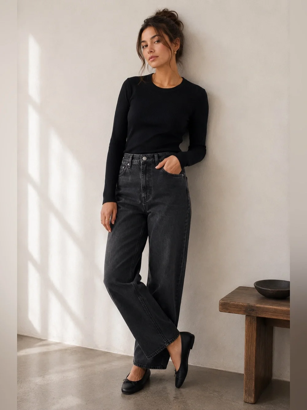 Madewell The Darted Barrel Leg Olenda Washed Black Button Fly Denim Jeans - Picture 1 of 11